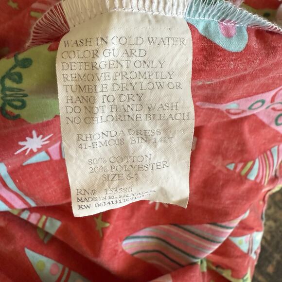 Eleanor Rose Girls Christmas Tree Rhonda Dress Size 6-7 Long Sleeve Holiday - Picture 7 of 8